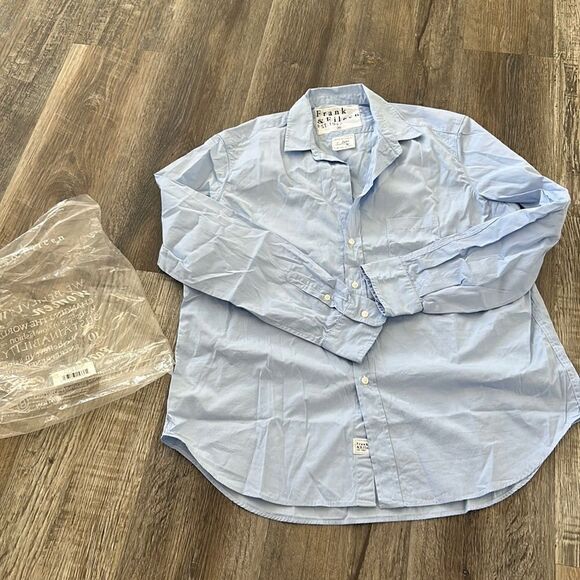 Frank & Eileen woven button up in blue end on end - Picture 3 of 7